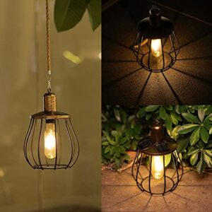 WEIYX Hanging Solar Lanterns, Solar Iron Retro Lanterns, Solar Garden Lights, Outdoor Waterproof, Used for Christmas, Path Garden Garden Decoration (A)