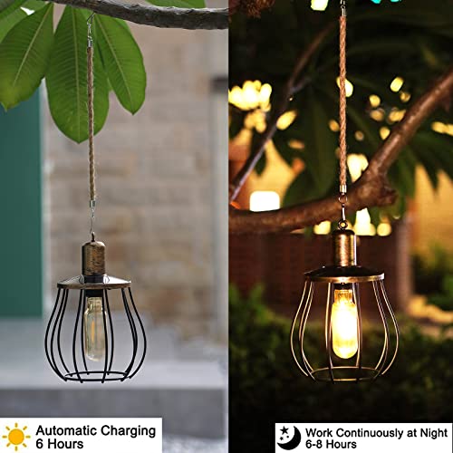 WEIYX Hanging Solar Lanterns, Solar Iron Retro Lanterns, Solar Garden Lights, Outdoor Waterproof, Used for Christmas, Path Garden Garden Decoration (A)