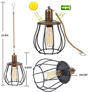 WEIYX Hanging Solar Lanterns, Solar Iron Retro Lanterns, Solar Garden Lights, Outdoor Waterproof, Used for Christmas, Path Garden Garden Decoration (A)