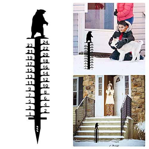 Pomobie 9.45 Inch Bear Gauge for Snow Measurement Snow Gauge, Handmade Metal Snow Measuring Stick Garden Stakes for Yard Christmas Holiday Snow Gauge Outdoor Decoration Gift (K)