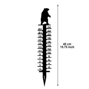 Pomobie 9.45 Inch Bear Gauge for Snow Measurement Snow Gauge, Handmade Metal Snow Measuring Stick Garden Stakes for Yard Christmas Holiday Snow Gauge Outdoor Decoration Gift (K)