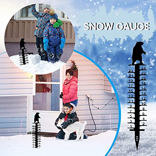 Pomobie 9.45 Inch Bear Gauge for Snow Measurement Snow Gauge, Handmade Metal Snow Measuring Stick Garden Stakes for Yard Christmas Holiday Snow Gauge Outdoor Decoration Gift (K)