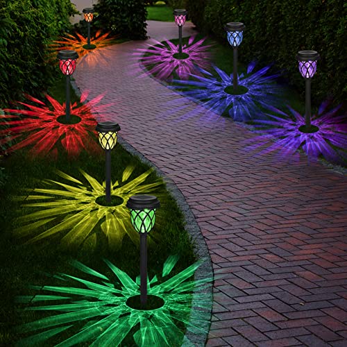 Tomshine Solar Pathway Lights, 6 Pack Solar Lights Outdoor Solar Powered Pathway Lights, LED Solar Landscape Lights Waterproof Garden Lights for Walkway Path Yard Lawn