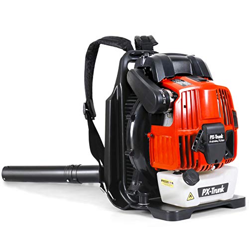 PX-Trunk Gas Leaf Blower Gas Powered Blower 76cc 4 Cycle Engine Backpack Blower Powerful 700 CFM Commercial Blower for Lawn Garden Blowing Leaves Snow Debris and Dust