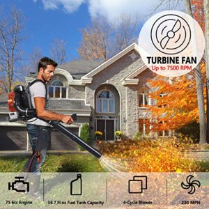 PX-Trunk Gas Leaf Blower Gas Powered Blower 76cc 4 Cycle Engine Backpack Blower Powerful 700 CFM Commercial Blower for Lawn Garden Blowing Leaves Snow Debris and Dust