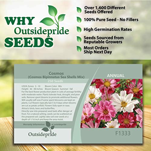 Outsidepride Cosmos Bipannutus Sea Shells Garden & Cut Flower Seed Mix - 250 Seeds