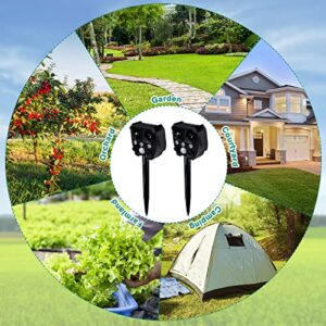 Solar Powered Ultrasonic Animal Repellent Waterproof Cat Repellent with Motion Detector Squirrel Repellent Bird Deterrent Devices Outdoor Solar Deer Repellent Devices for Outdoor (Black, 2 Pcs)