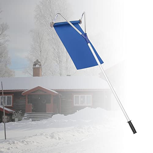 PETSOLA Roof Snow Removal System, Telescopic Skidproof Rod Removable Rooftop Snow Removal Tool, with Wheels Adjustable Length Durable for Garden Lawn, Argent