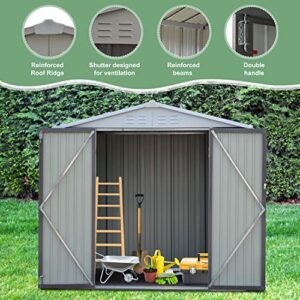 6' x 4' Garden Shed Outdoor Storage Shed - Metal Steel Garden Shed with Lockable Doors & Vents, Tool Storage Shed for Backyard, Patio, Lawn (White Roof)