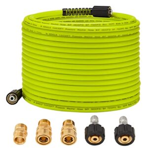 m mingle pressure washer hose 50 ft x 1/4″ – replacement power wash hose with quick connect kits – high pressure hose with m22 14mm fittings – 3600psi