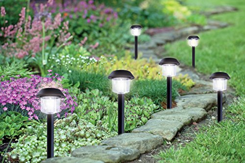 Solario Garden Decor Solar Powered Stake Lights- Pack of 6- Decorative Classic Lamps- Highest Lumen LED Brighter Than Standard- Superior Monocrystalline Panel (Black)