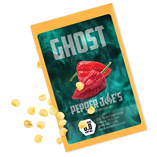 Pepper Joe’s Ghost Pepper Seeds – Pack of 10+ Superhot Chili Pepper Seeds – USA Grown – Premium Non-GMO Bhut Jolokia Seeds for Planting in Your Garden