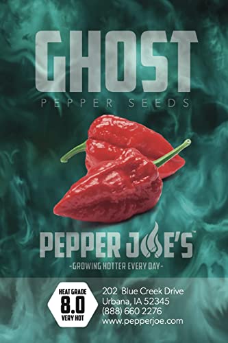 Pepper Joe’s Ghost Pepper Seeds – Pack of 10+ Superhot Chili Pepper Seeds – USA Grown – Premium Non-GMO Bhut Jolokia Seeds for Planting in Your Garden