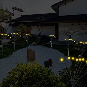 King Ma Solar Garden Lights, 2pcs 8 LED Solar Powered Firefly Lights Outdoor Starburst Swaying Vibrant Awaken Cheerful Yard Lights for Pathway Patio Landscape Decor (Warm White)