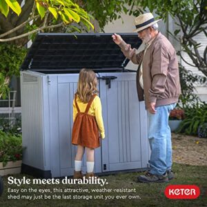 Keter Store-It-Out Prime 4.3 x 3.7 ft. Outdoor Resin Storage Shed with Easy Lift Hinges, Perfect for Yard Tools, Pool Toys and Garden Accessories, Grey