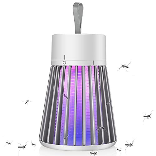 Bug Zapper Mosquito Zapper & Fly Zapper Portable Indoor Bug Zapper LED Fly Trap Electronic Fly Zapper Indoor Mosquito Trap Ideal for Fly Traps Indoors Super-Fast Electric Bug Zapper（Grey）