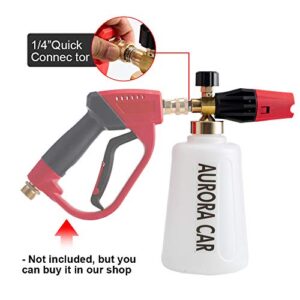 AURORA CAR Foam Cannon, Heavy Duty Car Foam Blaster Wide Metal Neck Bottle Adjustable Snow Foam Lance for Pressure Washer with 1/4" Quick Connector ,not Used with Garden Hose