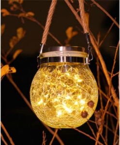 solar glass lanterns outdoor, warm light garden solar light hanging glass jar waterproof lantern table led lamps