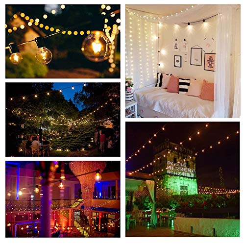 GOOTHY 25Ft Outdoor String Lights with 27 G40 Clear Lights Bulbs (2 Spare), Patio Hanging String Lights for Indoor Outdoor Garden Decor, C7/E12 Base,Connectable Globe String Lights - White Wire