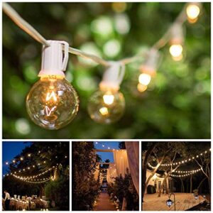 GOOTHY 25Ft Outdoor String Lights with 27 G40 Clear Lights Bulbs (2 Spare), Patio Hanging String Lights for Indoor Outdoor Garden Decor, C7/E12 Base,Connectable Globe String Lights - White Wire