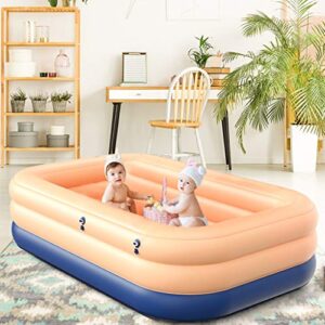 TOE Automatic Inflatable Swimming Pools with Sunshade Canopy Lounge Pool for Kiddie Kids Adults Infant Easy Set Swimming Pool for Garden Backyard Outdoor Summer Water Party