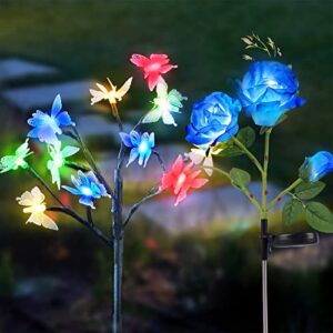 kangdanyi solar garden lights decorations outdoor,solar flamingos for outside,waterproof multi color changing,solar flower lights for patio pathway yard lawn wedding easter- 2 packs
