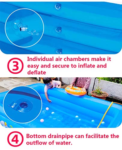 TOE Inflatable Family Swimming Pools 3-Floor Lounge Pool for Kiddie Kids Adults Infant Toddlers Easy Set Swimming Pool for Garden Backyard Outdoor Summer Water Party