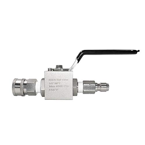 EDOU DIRECT Ball Valve for High Pressure Washer Hose | 3/8" Male Plug & 3/8" Female Quick-Connect | 4,500 PSI Max Working Pressure | Easily and quickly switch between wands, tips, or hoses.