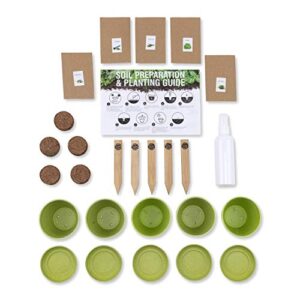 Waste Not Dots Herb Garden Starter Kit - Grow Your Own Herbs - Great Gift - Fresh Kitchen Herbs - Mint, Basil, Cilantro, Parsley, Chives, Pots, and Plant Markers - Housewarming Gift