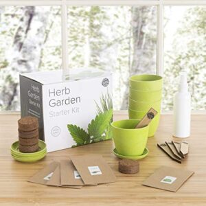 Waste Not Dots Herb Garden Starter Kit - Grow Your Own Herbs - Great Gift - Fresh Kitchen Herbs - Mint, Basil, Cilantro, Parsley, Chives, Pots, and Plant Markers - Housewarming Gift