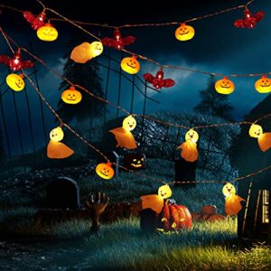 toymis halloween string lights, 42.7ft 20 leds halloween decorative lights usb-powered pumpkin ghost bat lights for gardens yards indoor and outdoor decorations(8 modes)