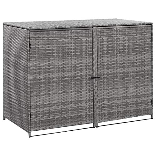 Canditree Outdoor Poly Rattan Storage Shed for Garbage Cans, Garden Patio Storage Shed Anthracite 58.3"x30.3"x43.7"