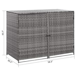 Canditree Outdoor Poly Rattan Storage Shed for Garbage Cans, Garden Patio Storage Shed Anthracite 58.3"x30.3"x43.7"