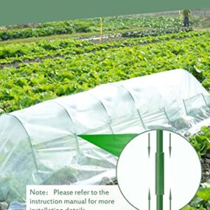 6PCS 25.6 x 31.5 in Garden Hoops, Greenhouse Hoops Kit with 24.6 x 8.2 ft Garden Mesh Cover Net & 24pcs Clips for Vegetable Flowers Fruits Plants Greenhouse Protection from Birds Animals