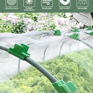 6PCS 25.6 x 31.5 in Garden Hoops, Greenhouse Hoops Kit with 24.6 x 8.2 ft Garden Mesh Cover Net & 24pcs Clips for Vegetable Flowers Fruits Plants Greenhouse Protection from Birds Animals