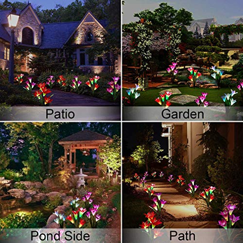 Grewtech LED Garden Solar Lights - Outdoor Indoor Yard Lights - LED Color Changing Lily Flower Lights for Patio/Yard/Backyard DecorLE (Purple)