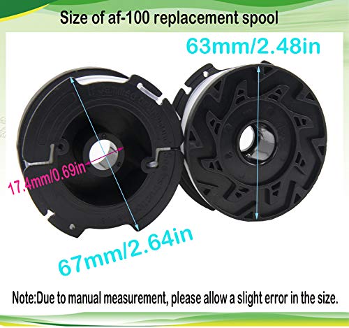 AF-100 Replacement Spool for Black and Decker String Trimmer Edger GH900 BESTA510 Weed Eater Spool Refills 30ft 0.065" Trimmer Line AF1003ZP, AF-100-3ZP, AF-100-BKP (12 Spools+ 2 Caps+2 Springs)