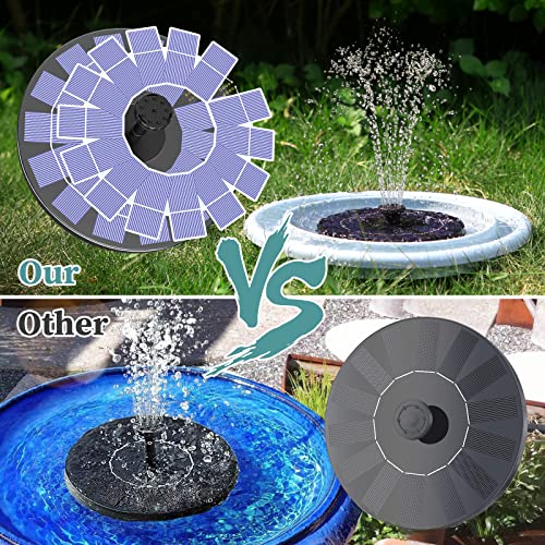 AMZtime Solar Fountain with Collapsible Basin DIY Kit, 2.5W Solar Water Fountain with 6 Nozzles, with Collapsible Basin, Solar Powered Water Fountain DIY Kit for Garden, Ponds, Pool, Fish Tank,Outdoor