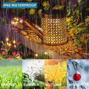 Solar Watering Can with Lights Garden Decor Large Solar Powered Lanterns Hanging Waterproof LED Decorative Retro Metal Kettle String Lights for Yard Pathway Walkway Gardening Gifts