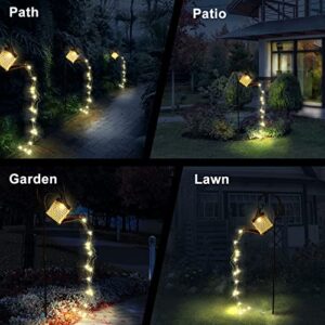 Solar Watering Can with Lights Garden Decor Large Solar Powered Lanterns Hanging Waterproof LED Decorative Retro Metal Kettle String Lights for Yard Pathway Walkway Gardening Gifts