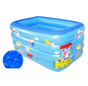 topyl rectangular inflatable swimming pool,full-sized above ground pool summer water party gift for toddler kids adults,backyard garden blue 2.6m/4 layers