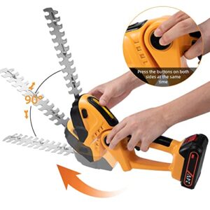 TOBTOS Cordless Grass Shear & Hedge Trimmer, 2 in 1 Handheld Hedge Trimmer Hedge Cutter with Rechargeable Battery for Garden, Lawn and Backyard