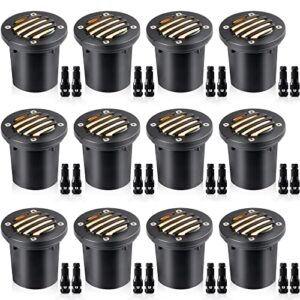 sunvie 12w low voltage landscape lights with connectors anti-glare well lights landscape led in ground waterproof outdoor ground lights warm white landscape lighting for garden yard driveway 12 pack