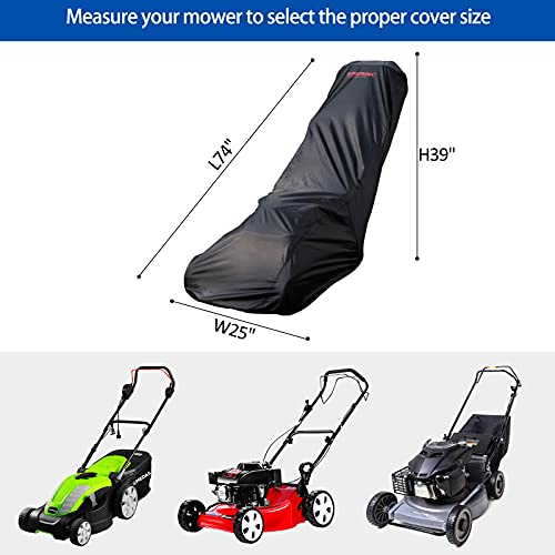 Eventronic Lawn Mower Cover, Heavy Duty 420D Marine Grade Fabric, Waterproof Push Mower Cover, Universal Lawn Mower Cover with Drawstring & Cover Storage Bag