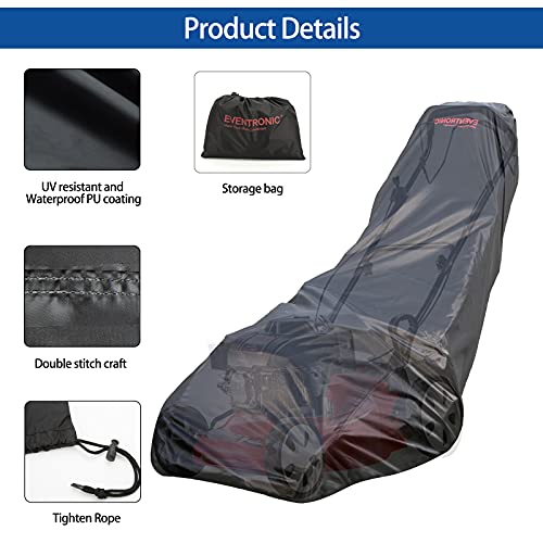 Eventronic Lawn Mower Cover, Heavy Duty 420D Marine Grade Fabric, Waterproof Push Mower Cover, Universal Lawn Mower Cover with Drawstring & Cover Storage Bag