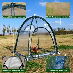 Pop Up Greenhouse Pack of 2 Mini Flower House Backard Garden Plant Cover for Cold Forst Protection PVC Sunshine Room with Stakes and Carrybag (28x28x32inch)