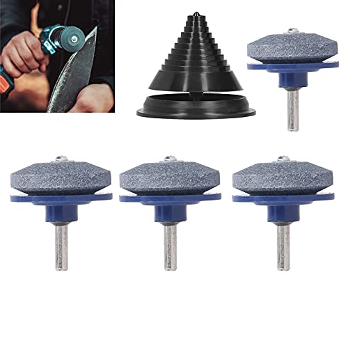 4Pcs Lawn Mower Blade Sharpener with Balancer Power Device Universal Rotating Lawnmower Sharpen Grindstone Garden Accessories