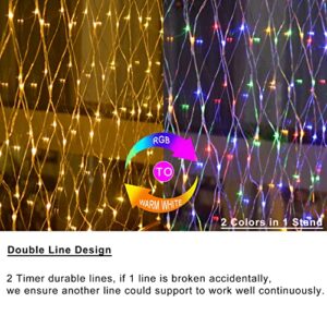 ZAIYW Multiple Color Options 660 LED Large Net Lights Outdoor Mesh Lights 20ft x 13ft Clear Wire Fairy Net Lights Warm White & Multicolor Bush Net Lights for Garden Wedding Backdrop Party Wall Decor