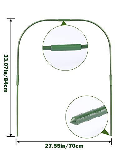 Fuuner 8.2ft×12.5ft Greenhouse Plastic, with 3 Sets Greenhouse Hoops for Plant Cover Support, Arched Steel Frame Hoops with Thickened Plastic Coated for DIY Garden Grow Tunnel