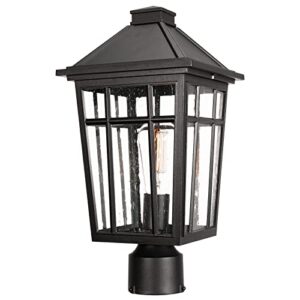 darkaway large outdoor post lights lamp post light fixture, waterproof aluminum housing with glass, fence post deck lighting for garden, patio, pathway (black)